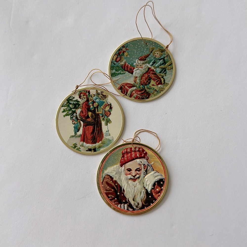 RARE FIND - Three Vintage 1976 Christmas Present Tag Ornaments with Tin